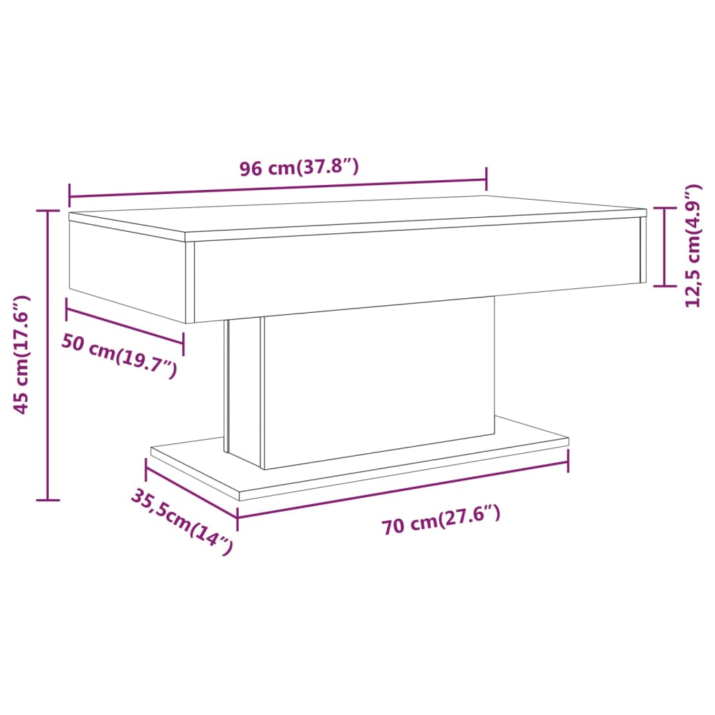 sofabord 96x50x45 cm konstrueret træ grå sonoma-eg