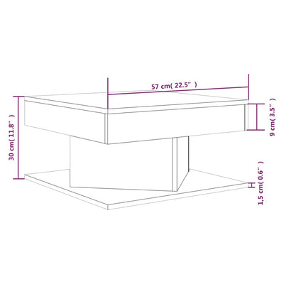 sofabord 57x57x30 cm konstrueret træ røget egetræsfarve