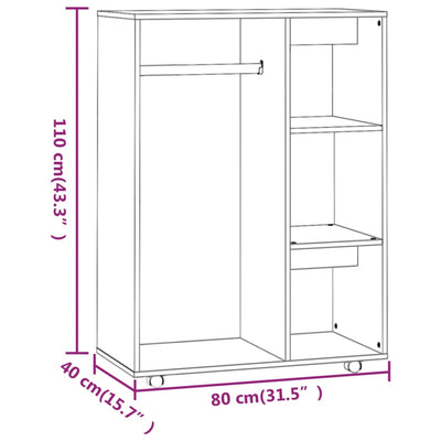 klædeskab 80x40x110 cm konstrueret træ grå sonoma-eg