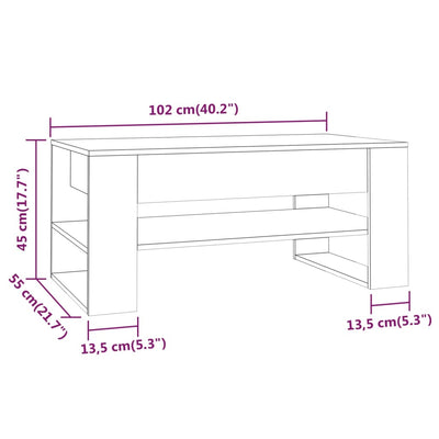 sofabord 102x55x45 cm konstrueret træ hvid