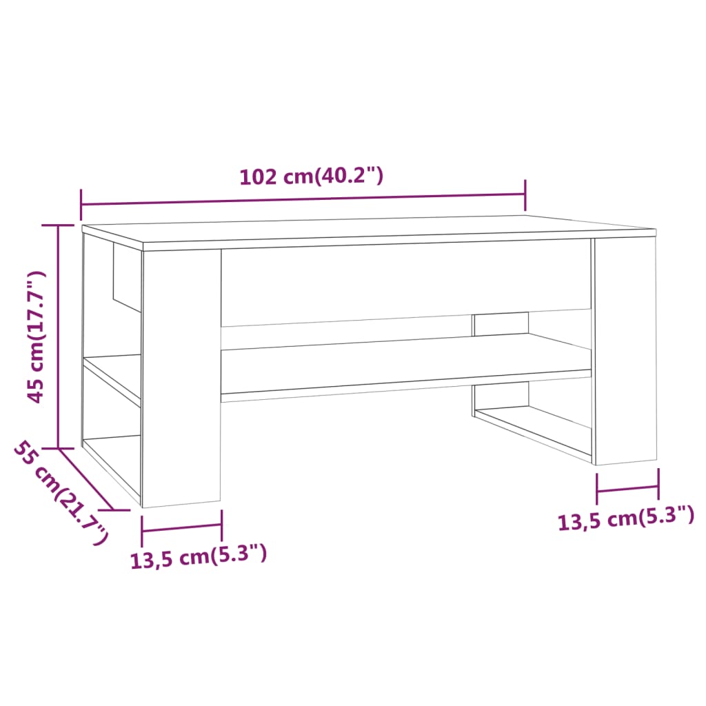 sofabord 102x55x45 cm konstrueret træ sonoma-eg