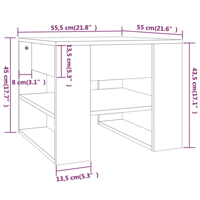 sofabord 55,5x55x45 cm konstrueret træ hvid