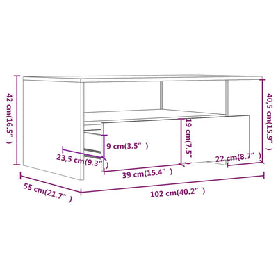 sofabord 102x55x42 cm konstrueret træ hvid