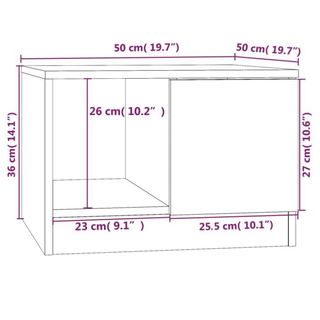 sofabord 50x50x36 cm konstrueret træ sort