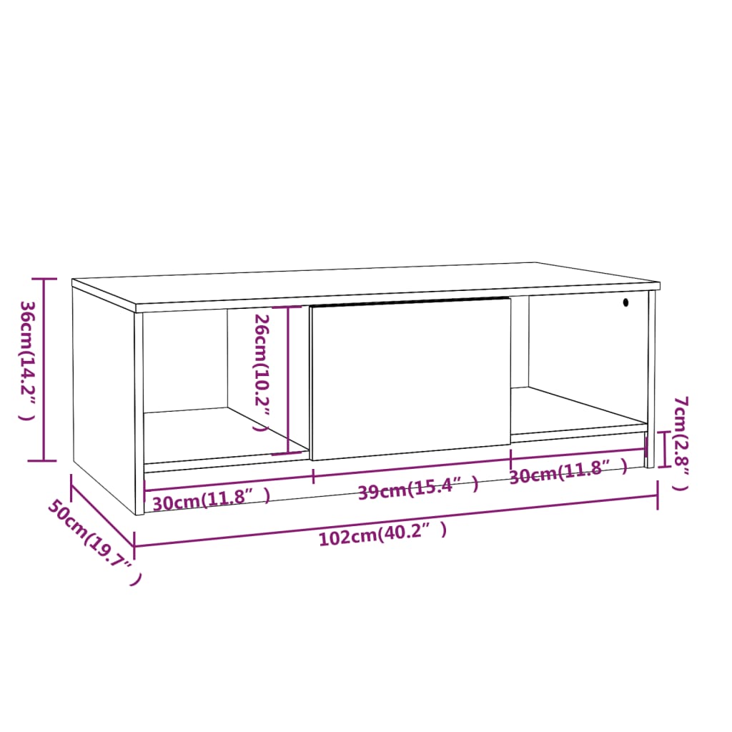 sofabord 102x50x36 cm konstrueret træ sonoma-eg