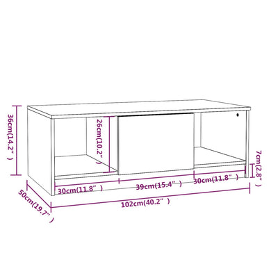 sofabord 102x50x36 cm konstrueret træ sonoma-eg