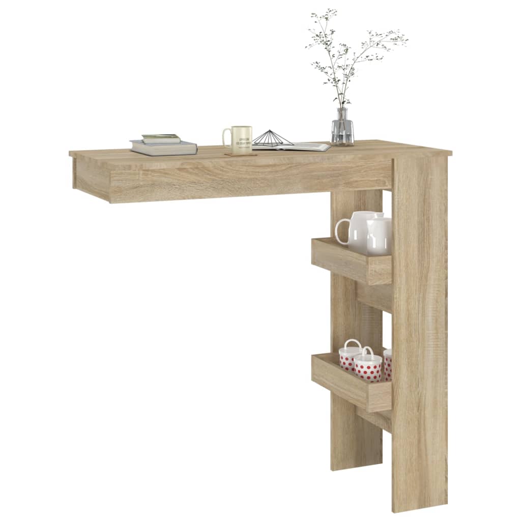 vægmonteret barbord 102x45x103,5 cm konstrueret træ sonoma-eg