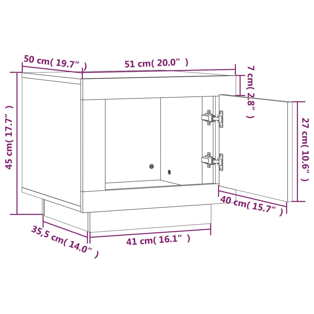 sofabord 51x50x45 cm konstrueret træ sort