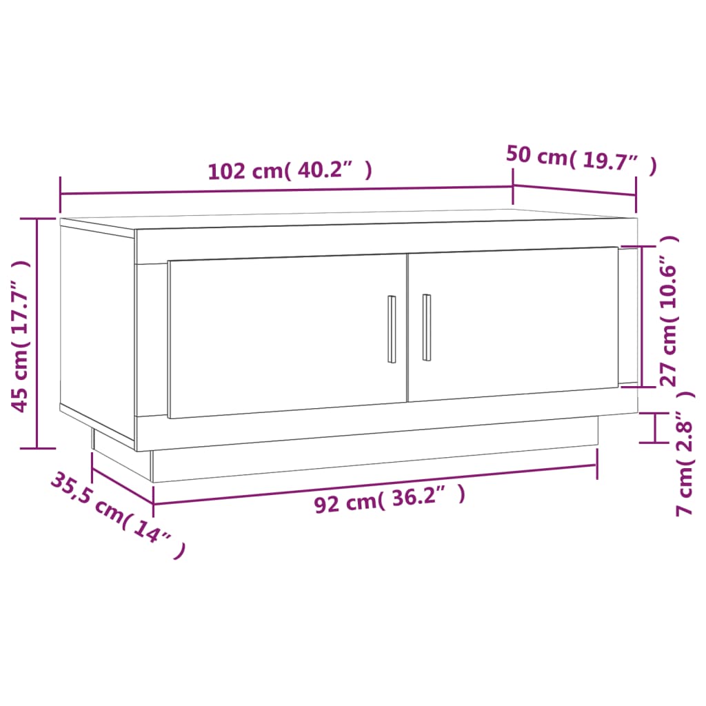 sofabord 102x50x45 cm konstrueret træ sort