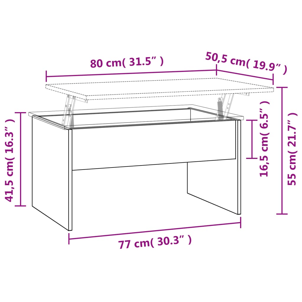 sofabord 80x50,5x41,5 cm konstrueret træ sort