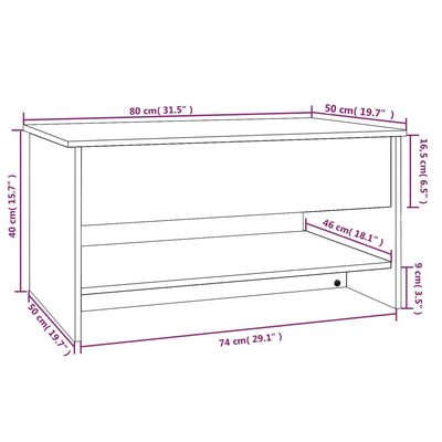 sofabord 80x50x40 cm konstrueret træ hvid