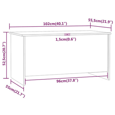 sofabord 102x55,5x52,5 cm konstrueret træ hvid