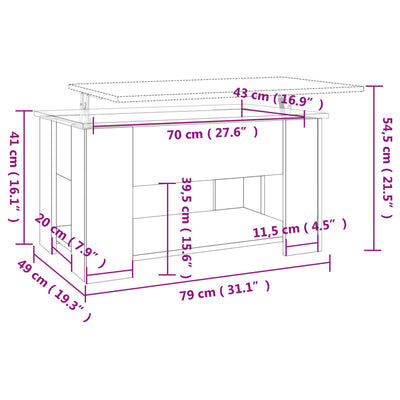 sofabord 79x49x41 cm konstrueret træ hvid