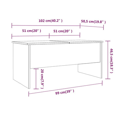 sofabord 102x50,5x46,5 cm konstrueret træ hvid