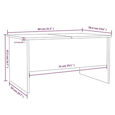 sofabord 80x50x42,5 cm konstrueret træ sonoma-eg