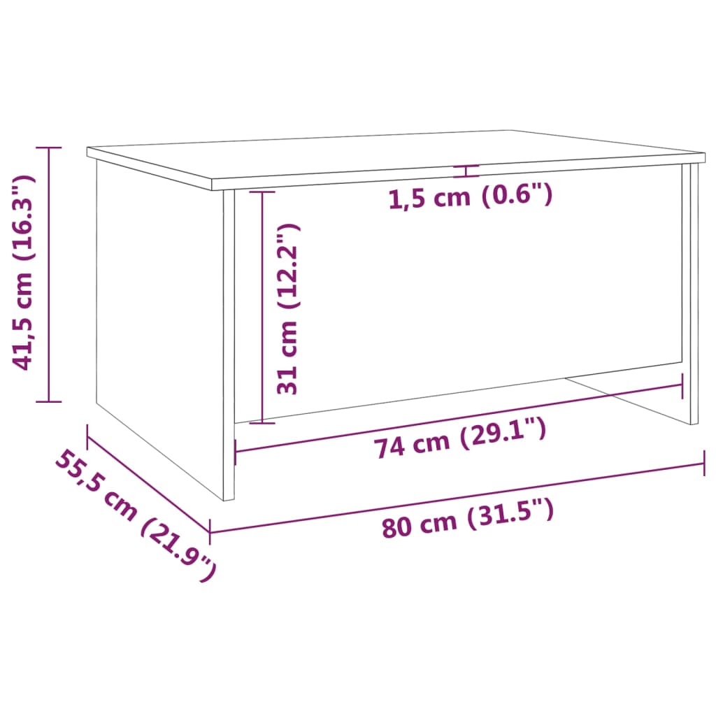 sofabord 80x55,5x41,5 cm konstrueret træ røget egetræsfarve