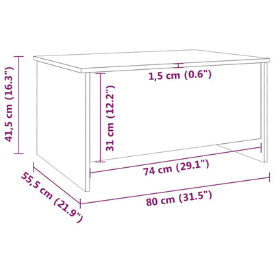 sofabord 80x55,5x41,5 cm konstrueret træ brun egetræsfarve