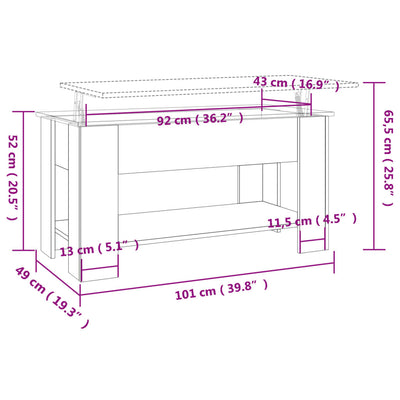 sofabord 101x49x52 cm konstrueret træ grå sonoma-eg