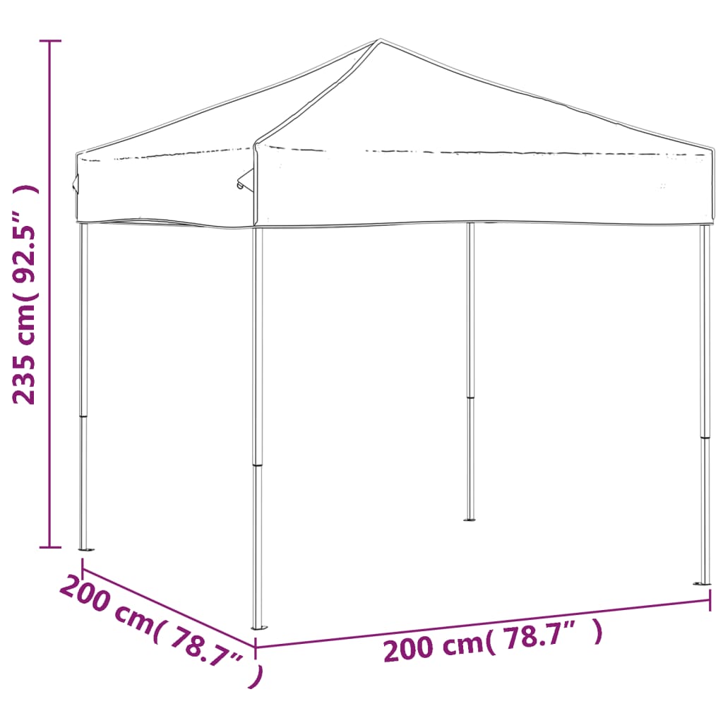 foldbart festtelt 2x2 m antracitgrå