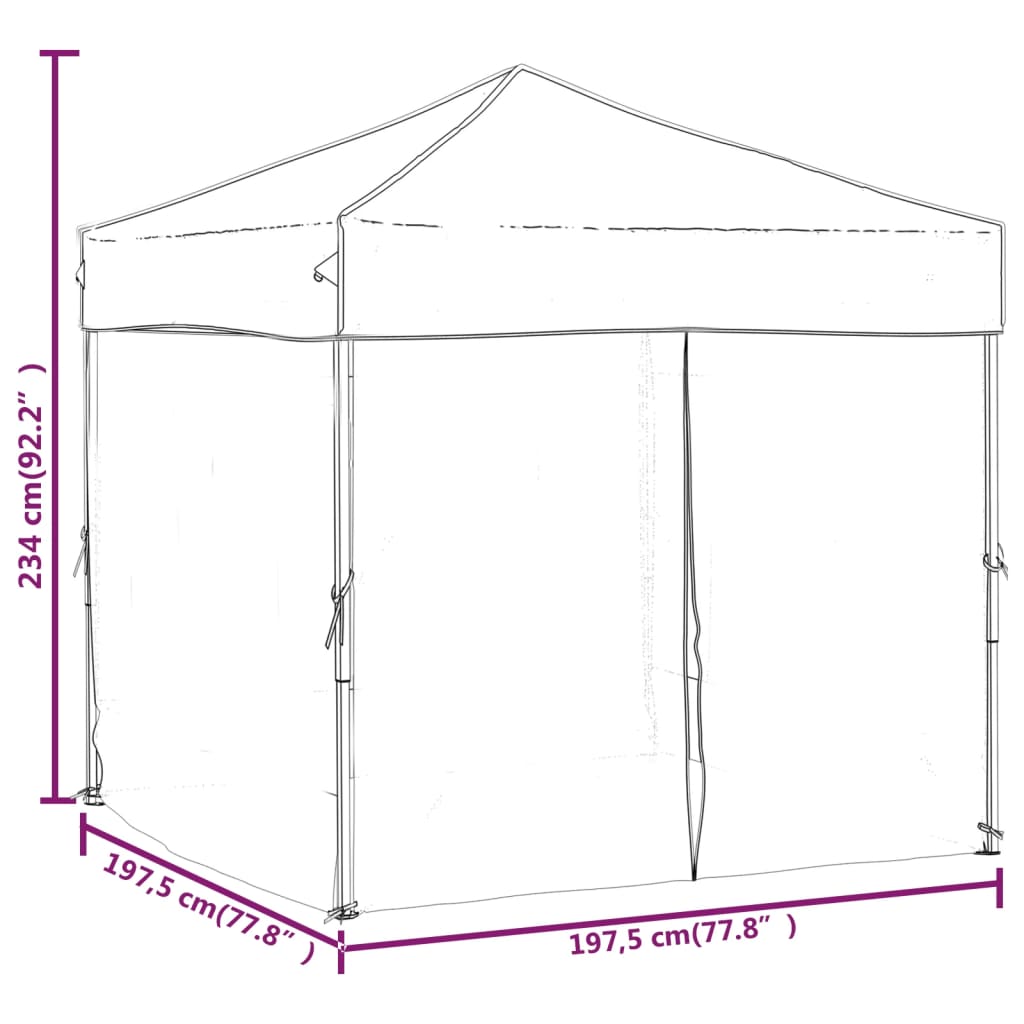 foldbart festtelt med sidevægge 2x2 m sort