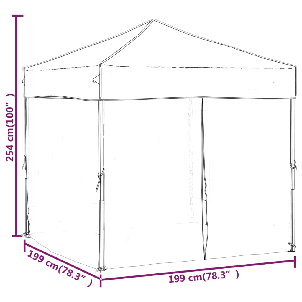 foldbart festtelt med sidevægge 2x2 m sort