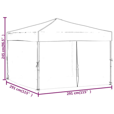 foldbart festtelt med sidevægge 2x2 m sort