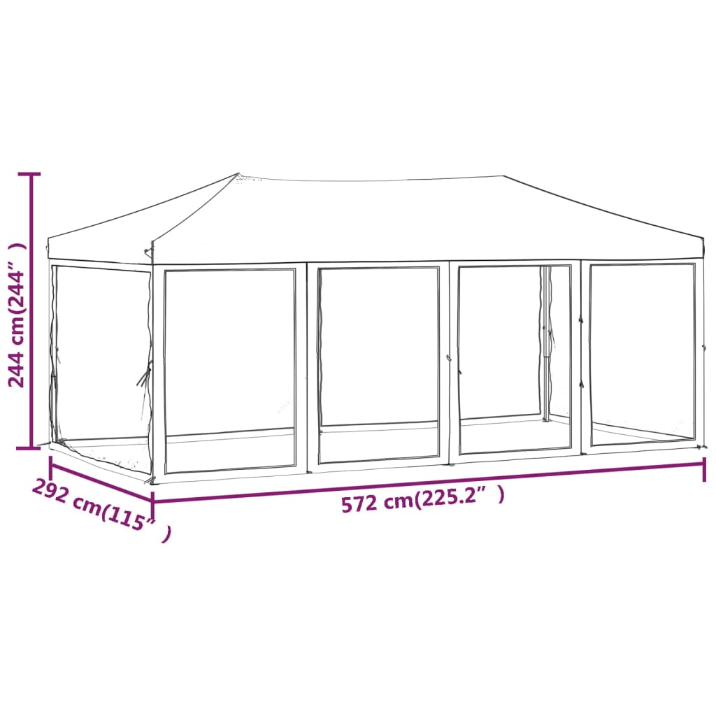 foldbart festtelt med sidevægge 3x6 m blå