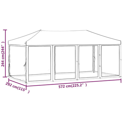 foldbart festtelt med sidevægge 3x6 m blå