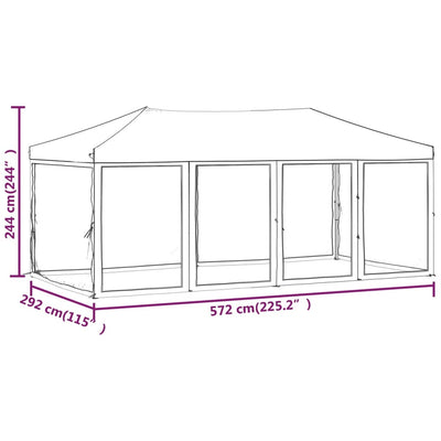 foldbart festtelt med sidevægge 3x6 m hvid