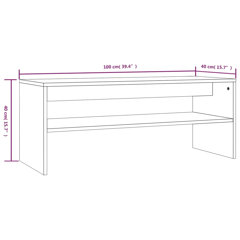 sofabord 100x40x40 cm konstrueret træ sonoma-eg grå