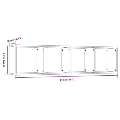 bogreol/tv-skab 143x30x36 cm konstrueret træ røget egetræsfarve