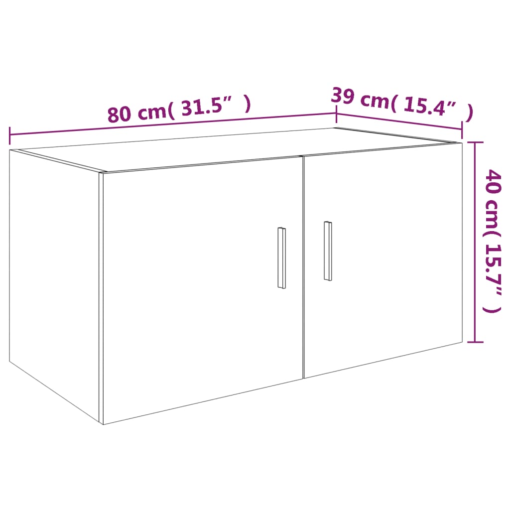 vægskab 80x39x40 cm konstrueret træ brun egetræsfarve