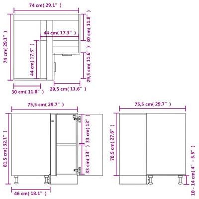 køkkenskab 75,5x75,5x81,5 cm konstrueret træ brun egetræsfarve