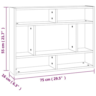 væghylde 75x16x55 cm konstrueret træ røget egetræsfinish