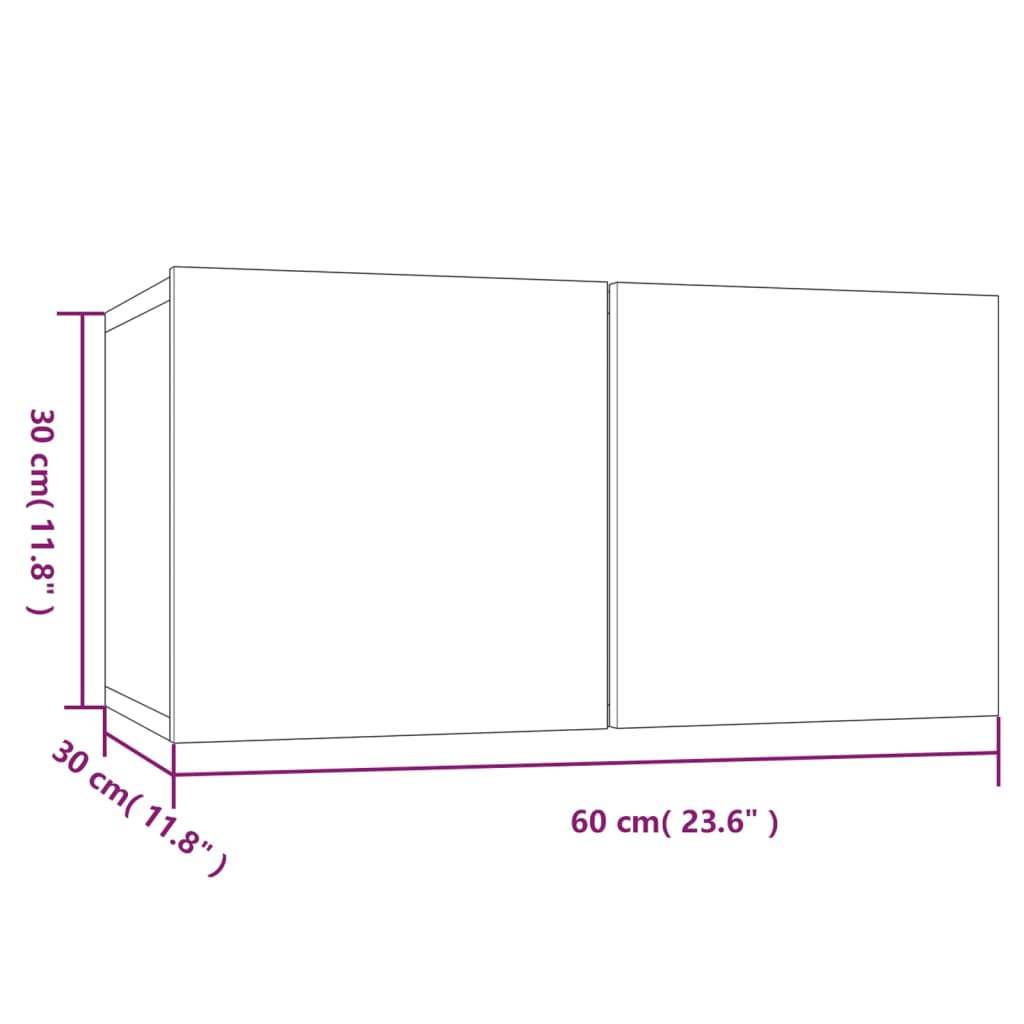 væghængt tv-bord 60x30x30 cm konstrueret træ grå sonoma-eg