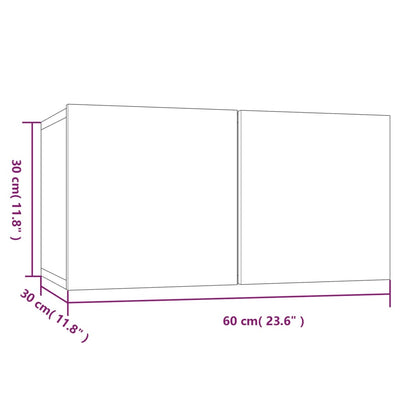 væghængt tv-bord 60x30x30 cm konstrueret træ grå sonoma-eg