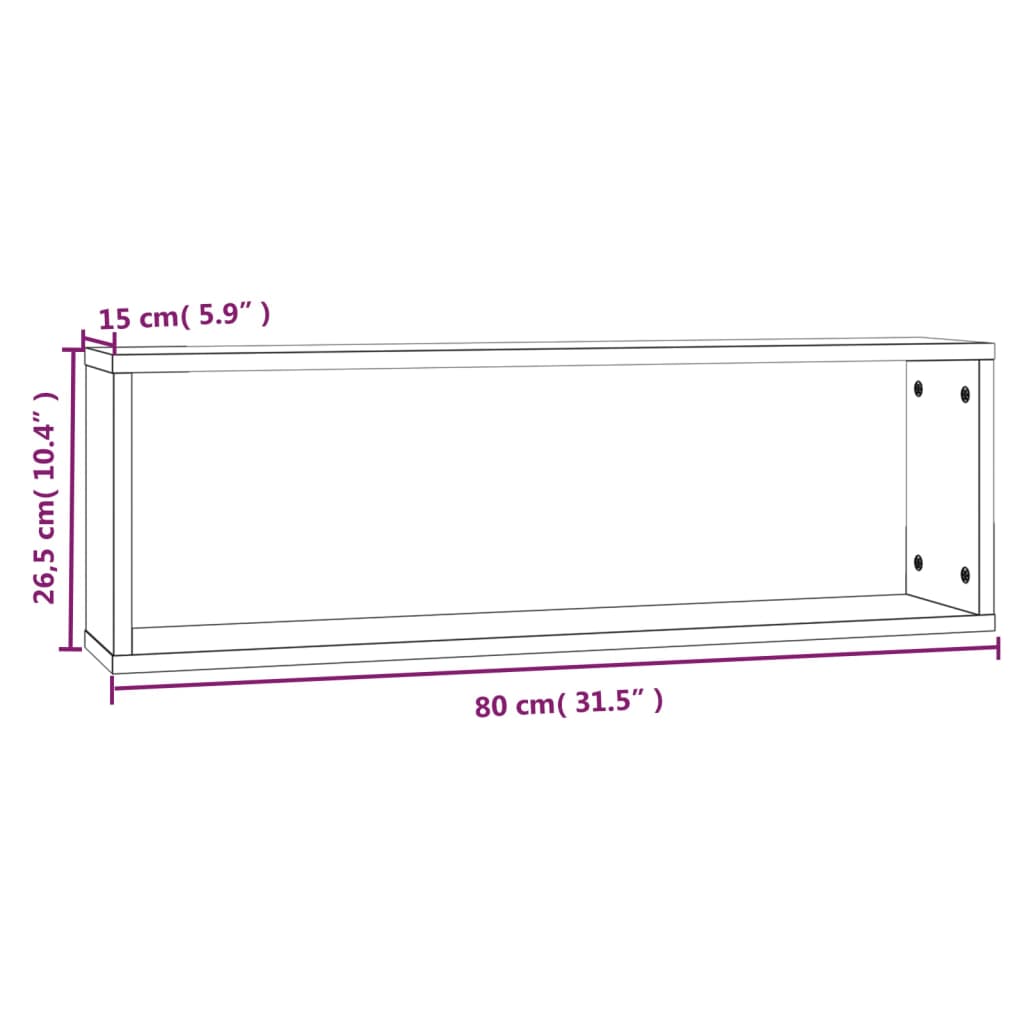 væghylder 4 stk. 80x15x26,5 cm konstrueret træ røget egetræ