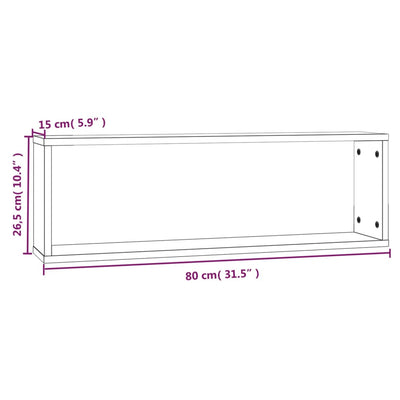 væghylder 4 stk. 80x15x26,5 cm konstrueret træ røget egetræ