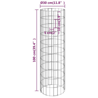 gabionsøjle Ø30x100 cm galvaniseret stål rund