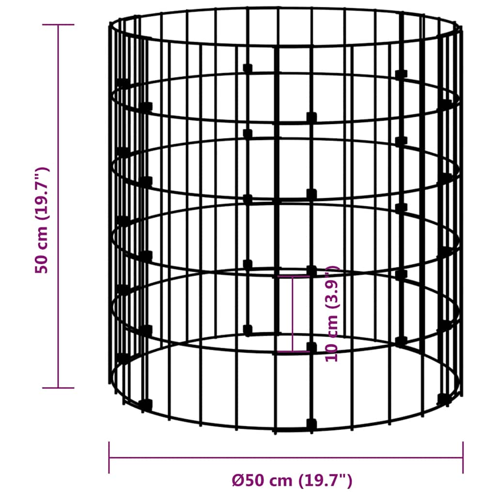 gabionsøjle Ø50x50 cm galvaniseret stål rund