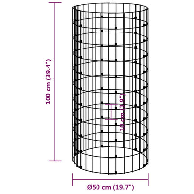 gabionsøjle Ø50x100 cm galvaniseret stål rund