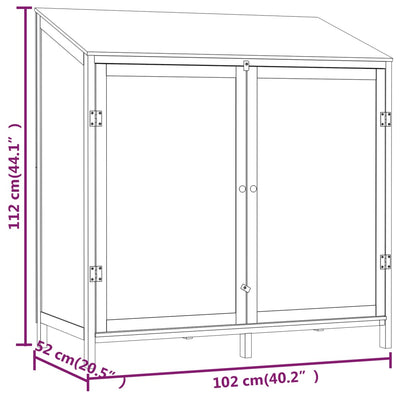 haveskur 102x52x112 cm massivt grantræ hvid