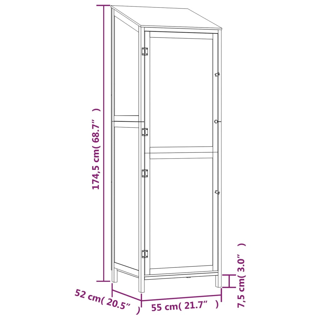 haveskur 55x52x174,5 cm massivt fyrretræ hvid