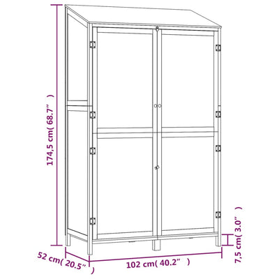 haveskur 102x52x174,5 cm massivt grantræ hvid