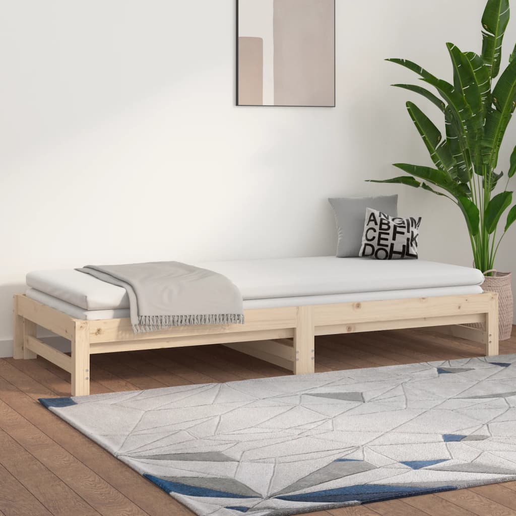 daybed med udtræk 2x(80x200) cm massivt fyrretræ