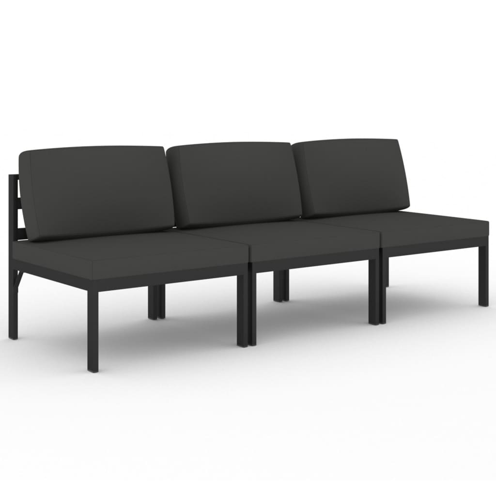 3-personers havesofa med hynder aluminium antracitgrå