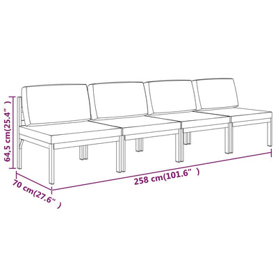 4-personers havesofa med hynder aluminium antracitgrå