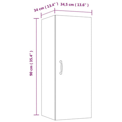 vidaXL vægskab 34,5x34x90 cm konstrueret træ hvid højglans