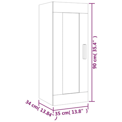 vægskab 35x34x90 cm konstrueret træ hvid højglans