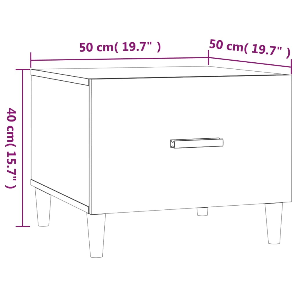 sofabord 50x50x40 cm konstrueret træ betongrå